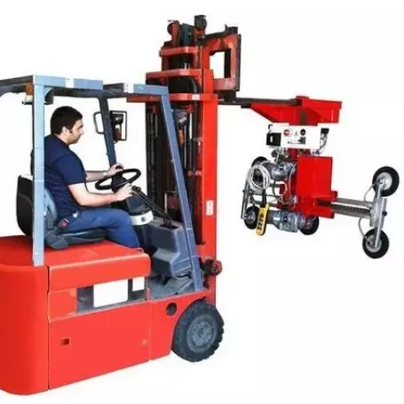 Palonnier à ventouses basculant pour chariot élévateur