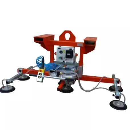 Palonnier à ventouses téléscopique avec foureaux pour fourches de chariot élévateur