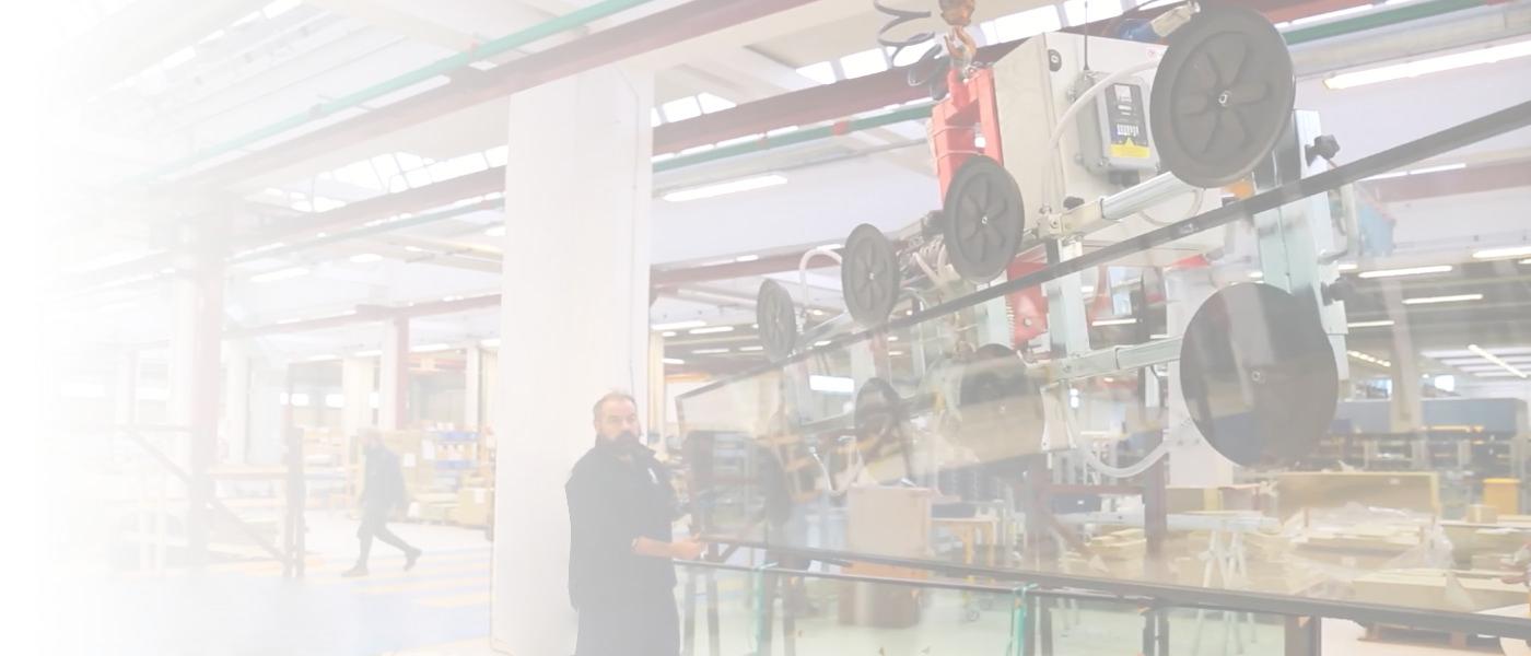 Palonnier à ventouses pour le verre